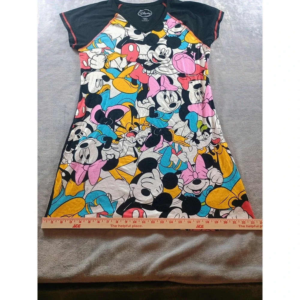 Disney Sleepshirt‎ Girls 8-10 Multicolor Mickey Minnie Donald Daisy Short Sleeve